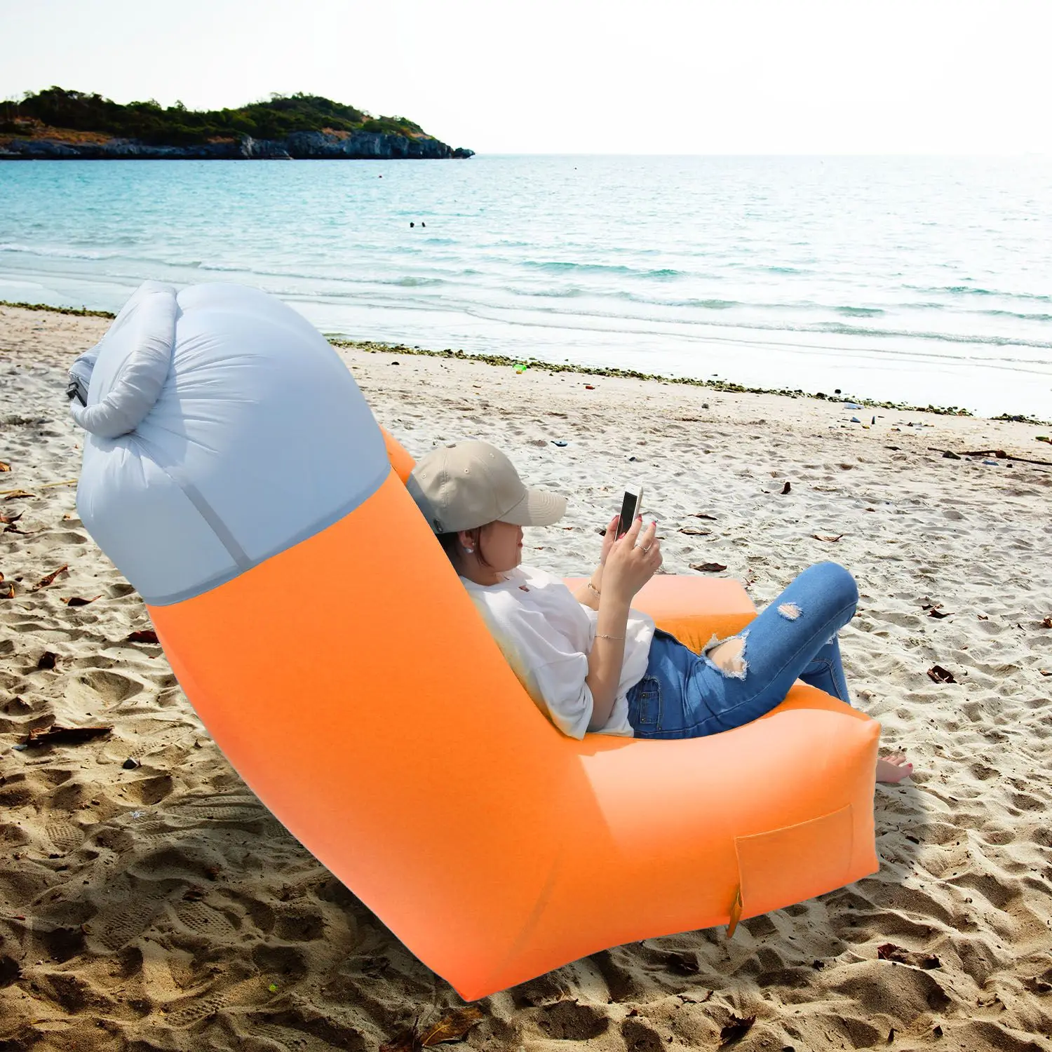 For Inflatable Lounger Air Sofa Chair Couch with Portable Organizing Bag Waterproof Anti Leaking for Backyard Lakeside Beach Tra