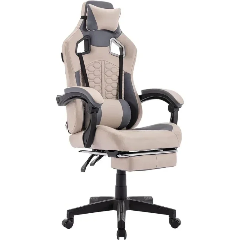 Cadeira Ergonômica Do Jogo Do PC Com Apoio Para Os Pés, Encosto Confortável E Apoio Lombar, Massagem