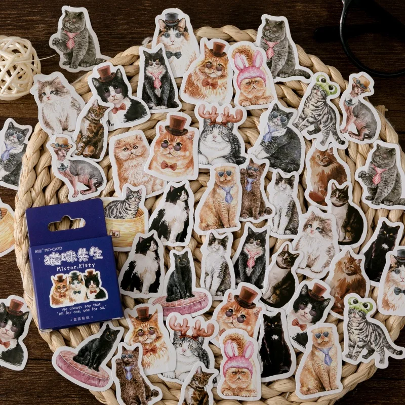 46pcs Cute Cat Daily Life Stickers Diary Mini Sticker Set Scrapbook Album Stationery Decoration Collage