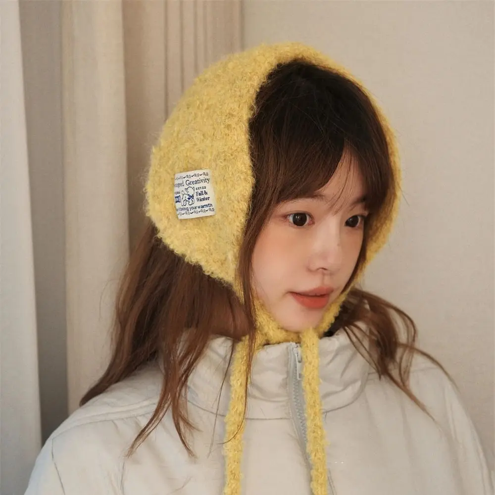 Korean Style Wool Strappy Earmuffs Thicken Windproof Knitted Ear Covers Ear Protection Solid Color Warm Earlaps Casual Wear