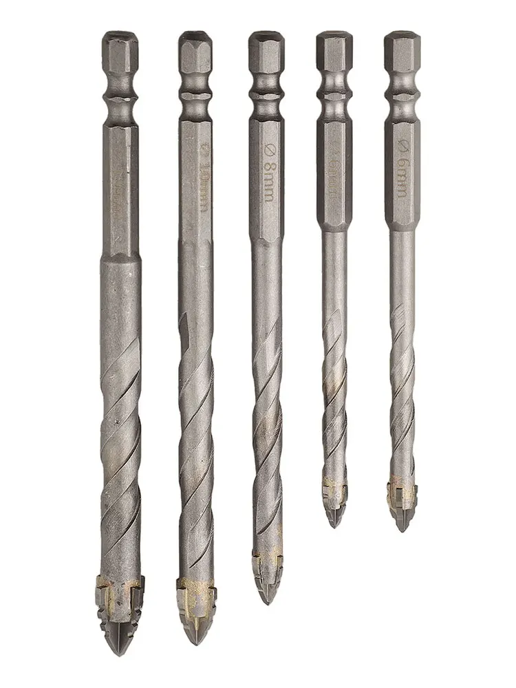 Set of 5 Eccentric Tungsten Steel Drill Bits to Ensure Accurate Hole Placement on Glass Tiles and Other Surfaces