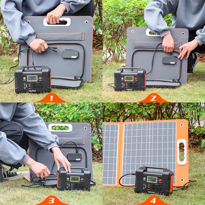 FF Flashfish 18V 60W 100W Portable Solar Panel Foldable Solar Charger with DC Output USB-C QC3.0 for Phones Tablets Camping Trip