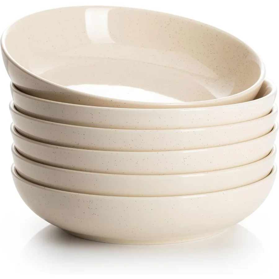 

Набор фарфоровых мисок для сервировки салата на 22 унции для столовой и кухни, можно мыть в микроволновой печи и в посудомоечной машине, диаметр 7,6 дюйма, бежевый Co