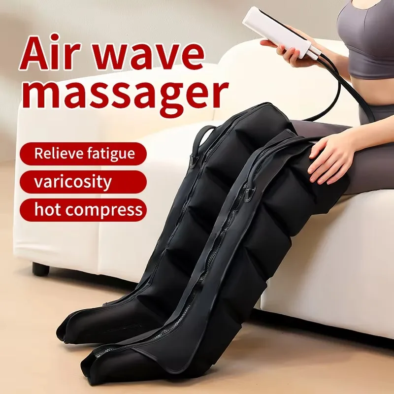 2 stuks professionele luchtcompressie beenmassagelaarzen met 6-airbag pneumatisch, instelbare intensiteit/snelheidsmodi, spataderen en spieren