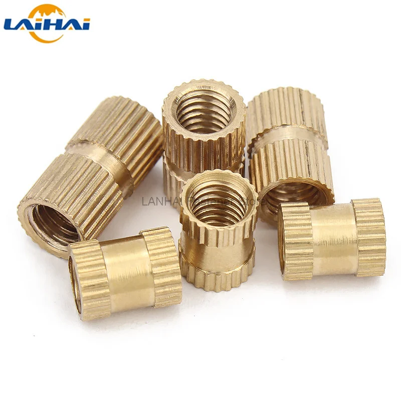 5/10/25pcs M2 M2.5 M3 M4 M5 M6 M8 M10 Solid Brass Pure Copper Metric Thread Injection Molding Knurl Insert Nut Nutsert Embedded