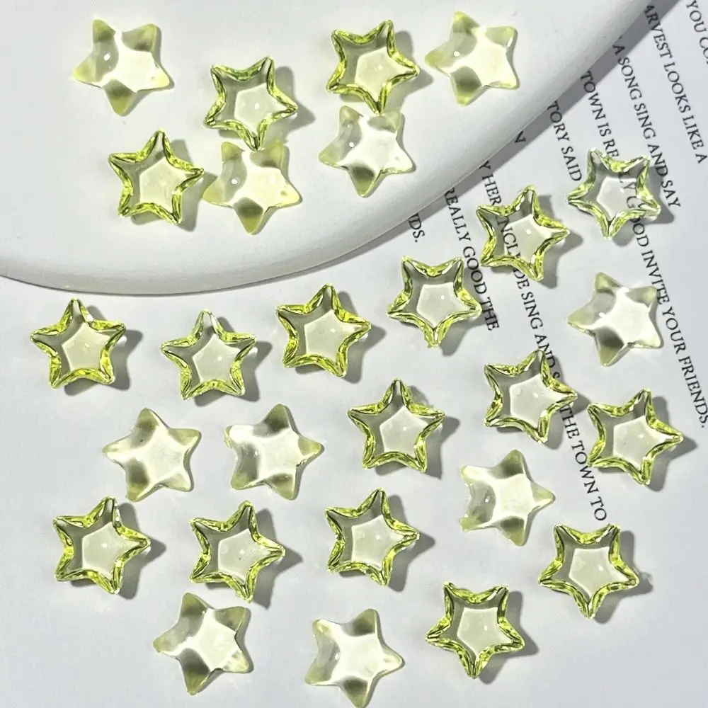 50 Pcs Shiny Mocha Star Nail Decorations Colored Ice Clear 3D Mini Nail Rhinestones Flat Back Water Wave Stars Nails Accessories