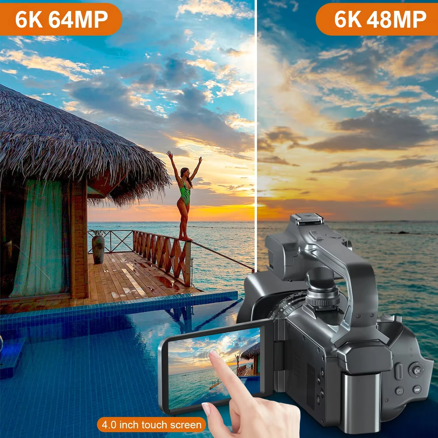 كاميرات فيديو احترافية عالية الدقة 6K 30FPS للتصوير الفوتوغرافي 18X تكبير رقمي يوتيوب كاميرات الفيديو المباشرة تسجيل مدونات الفيديو