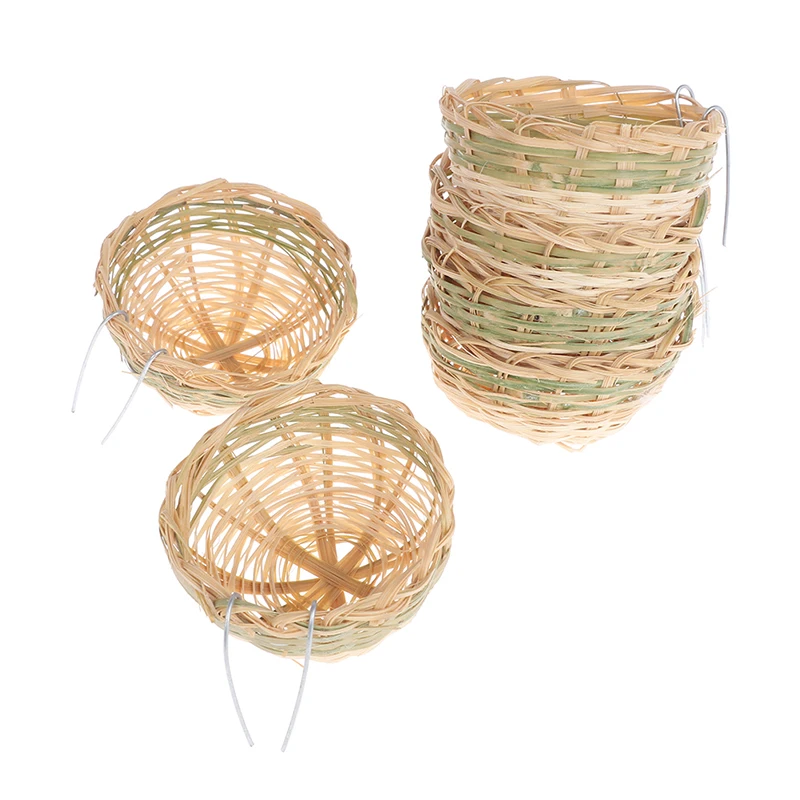 6pcs Handmade Bamboo Bird Breeding Nest Bed for Parakeet Canary Finch Swallow