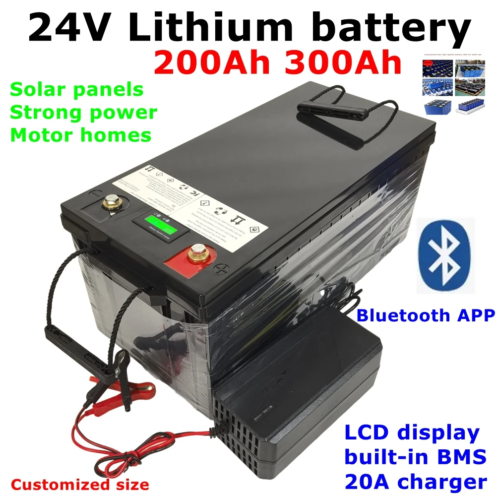 

LT-Strong Power 24V 200Ah 300Ah Lithium Battery Pack 3.7v Li Ion Cell With 100A Bms For Solar Panels Inverter+20A Charger.