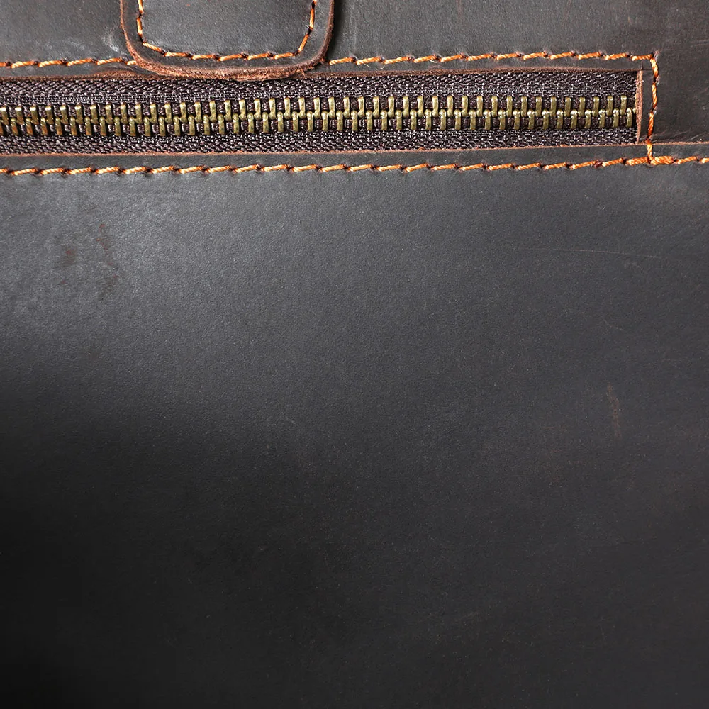S.WORKER Handgefertigte Vintage-Leder-Aktentasche | Einfache Herren-Business-Handtasche 14" Laptop-Tasche – Detail 15