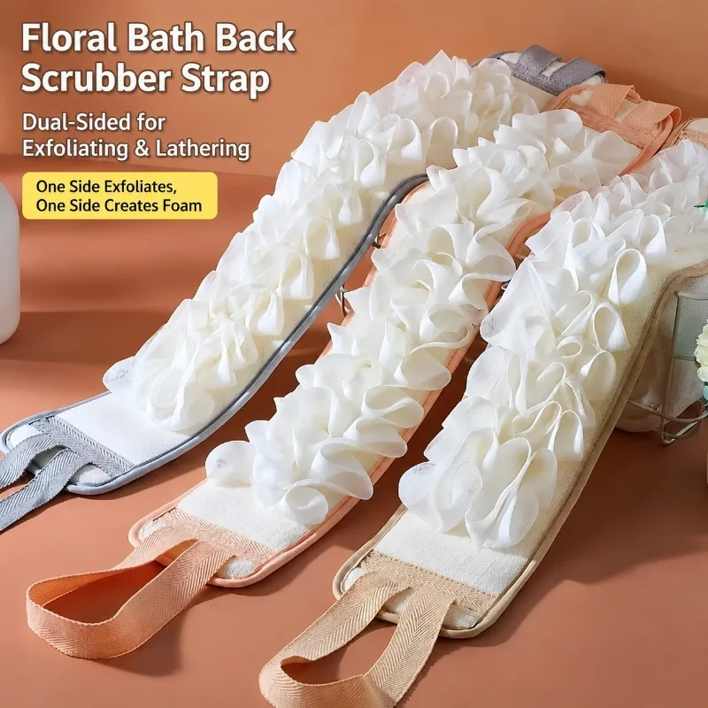 Long Back‑scrubbing Bath Strap 2‑in‑1 Extended Shower Loofah Innovative Household Bathing Towel Reaching Hard‑to‑access