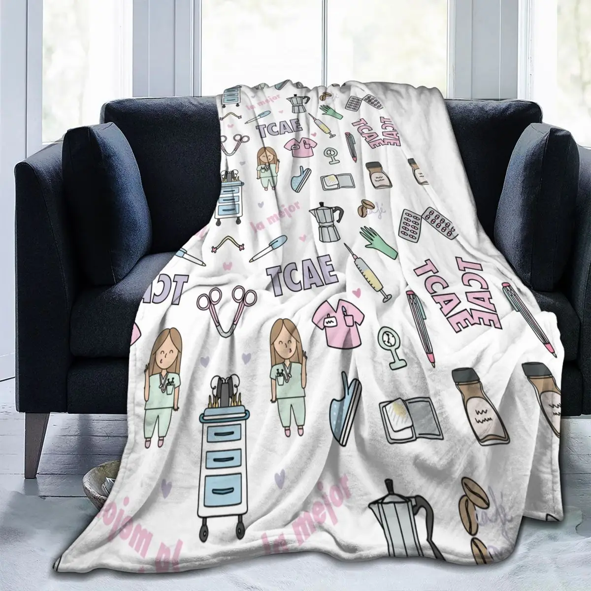 Doctor Nurse Blanket Enfermera En Apuros Merch Print Sofa Throw Blanket Relax Lightweight Thin for Outdoor Bedding Throws