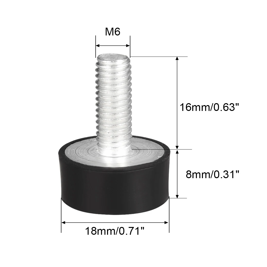 8 sztuk M6x16mmd odbój gumowy uchwyty metalowe antywibracyjne izolator szpulki typu VE cylindryczne w szpilki do spawarki — zdjęcie 3