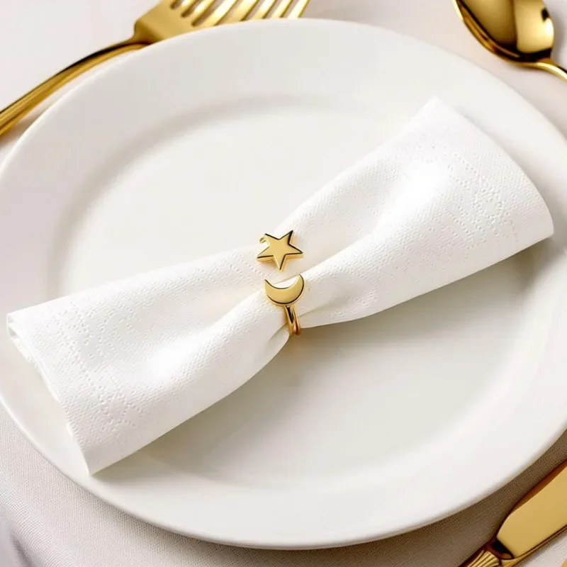 1-30PCS Elegant Moon Star Napkin Ring for Holiday Table Setting Dining Party Banquet Home Decor Christmas Thanksgiving Gift