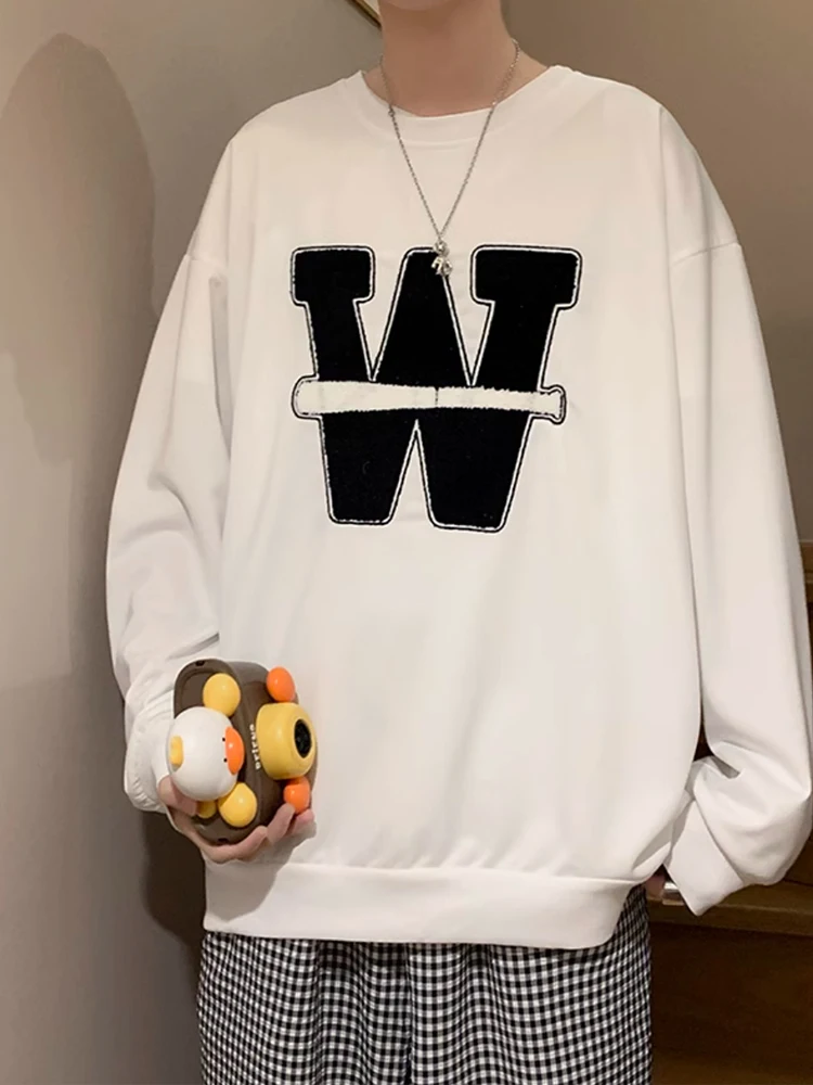 

Мужская осенне-зимняя толстовка в стиле ретро, американский круглый вырез, модная новинка, утепленная, оверсайз, длинный рукав