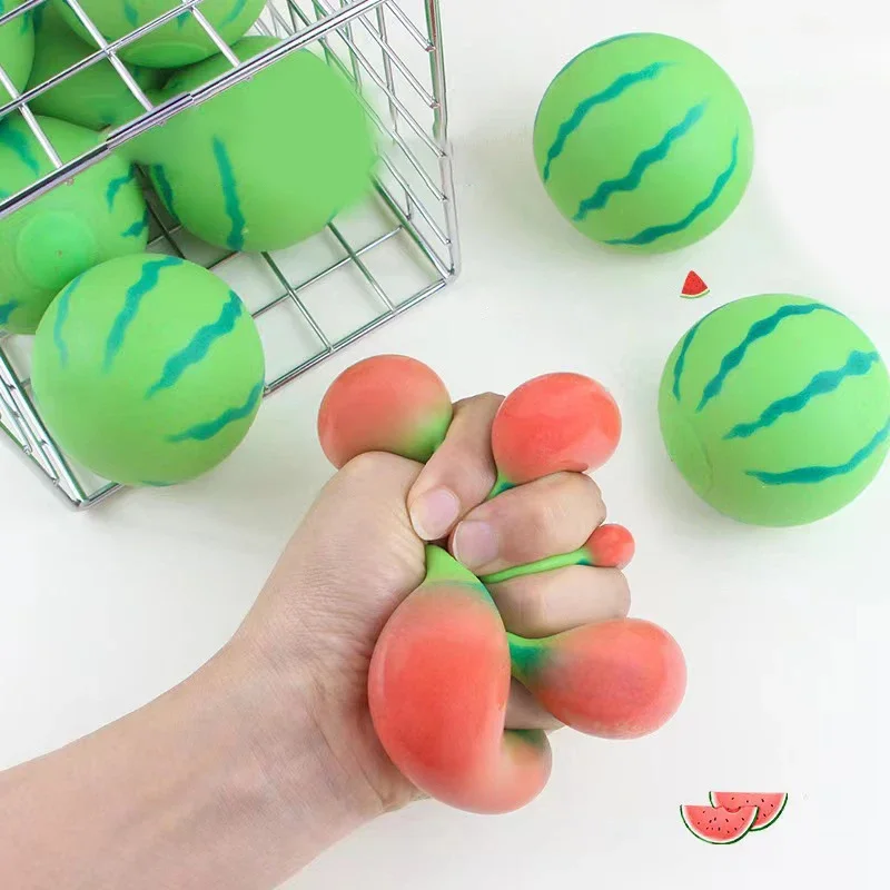 Nuevo Juguete Antiestrés de Sandía Artificial, Bola de Ventilación Roja de Rebote Lento, Juguete de Descompresión para Niños y Adultos