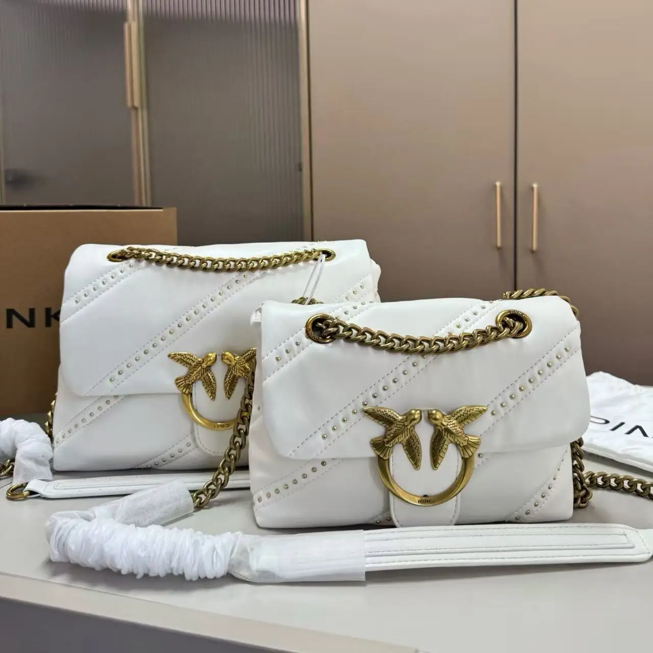 New Women Genuine Leather Underarm Bag Heart Embossed Badge Rivet All-match Daily Streetwear Crossbody Purse