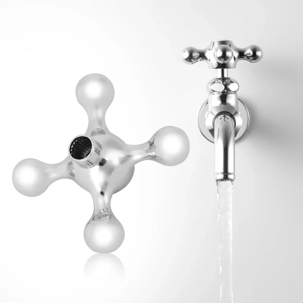 Copper Cross Handle Bath Sink Faucet Handle for Kitchen Bathroom Sink Unique Plum Blossom Water Faucet Handle Replacements