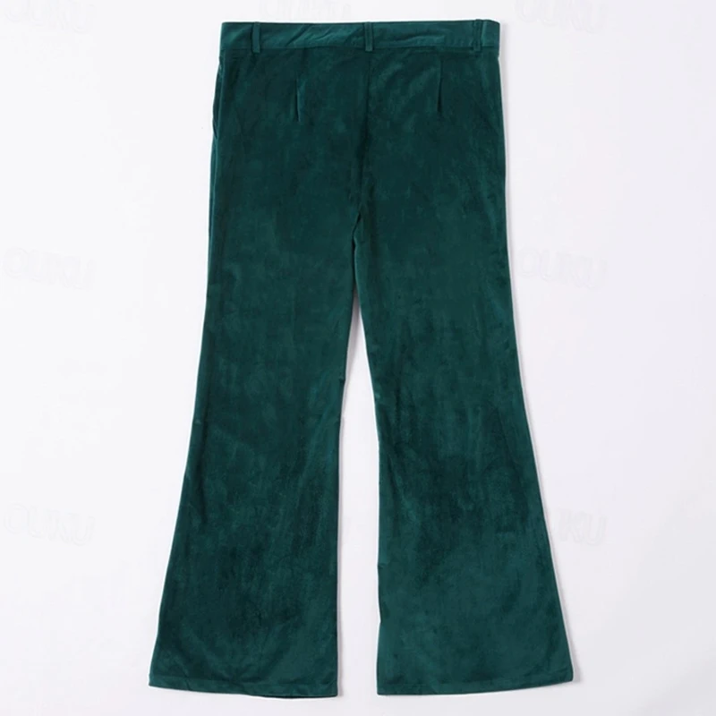 Casual Slim Fit Mens Velvet Trousers 2025 Spring Fall Fashion Solid Color Wide Leg Flared Pants Men Vintage Mid Waist Trousers