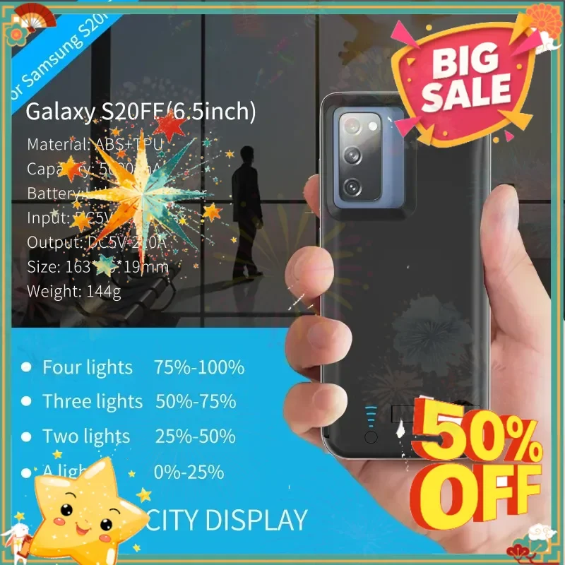 SWZY 5000mAh Portable Extended Battery Charger Case for Samsung Galaxy S20 FE Charging Case Galaxy S21 FE S20Fe 4G/5G Power Bank