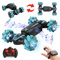 RC Stunt Car 4WD 2.4GHz Watch Gesture Sensor Control Deformable Car All-Terrain Auto-demo for Kids with Spray Light Music