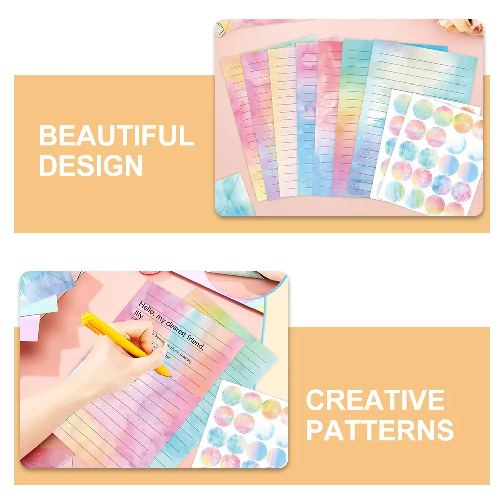 

Watercolor Letter Paper Set Writing Colorful Stationery Multipurpose Kit Study Cute