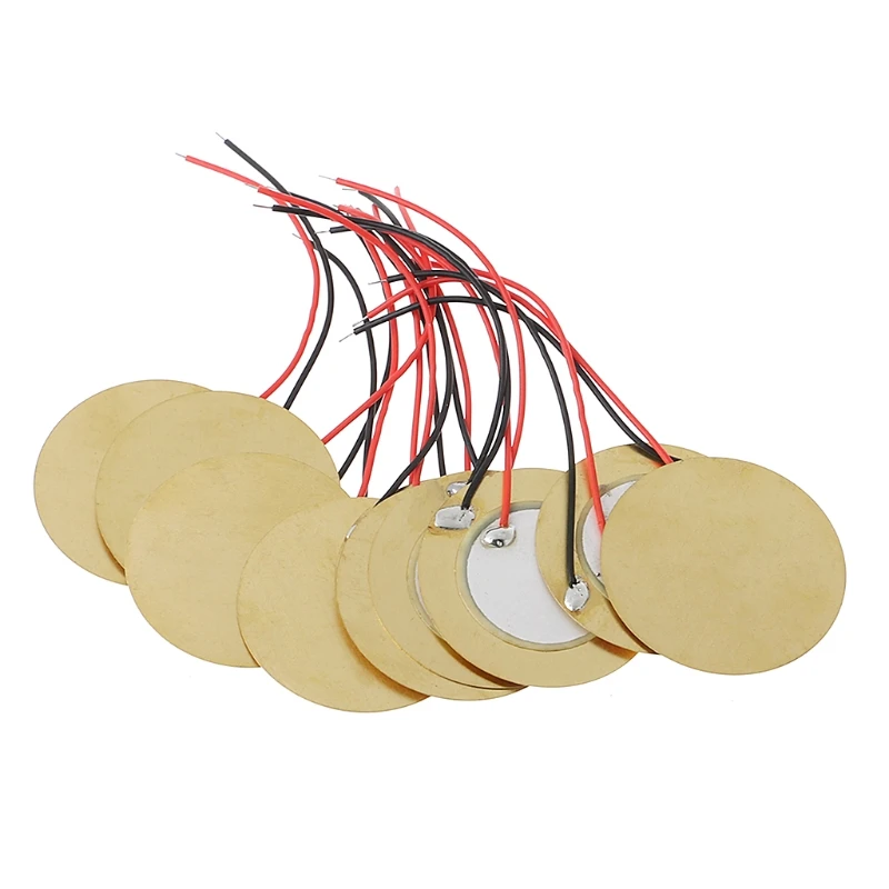 10pcs 35mm Piezo Elements buzzer Sounder Sensor Trigger Drum Disc+ wire copper P9JD