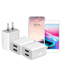 1/3/5/10Pcs USB Wall Chargers Block Power Adapter 2.1A Dual-Port Fast Charging Plug Cube Charger Adapter For IPhone For Samsung