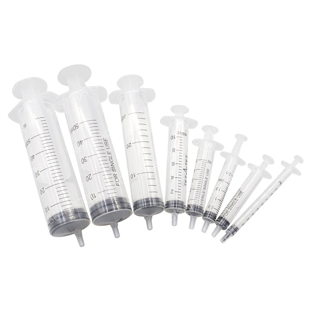 300PCS plastic syringe, hand push straight mouth industrial dispensing syringe 1ml-150ml