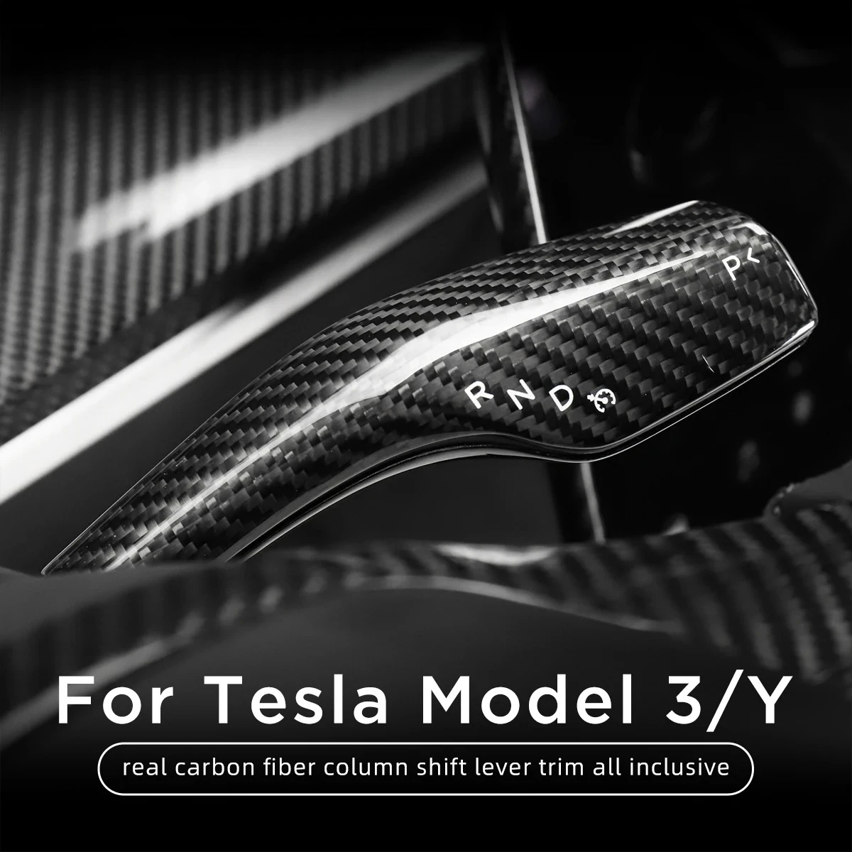 Interior Remodel Patch For Tesla Model 3 Model Y Real Carbon Fiber Model3 2017-2023 Column Shift Protection Cover