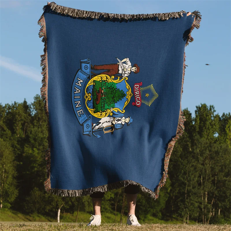 

Aertemisi Maine United States of America Jacquard Fringed Woven Throw Blanket