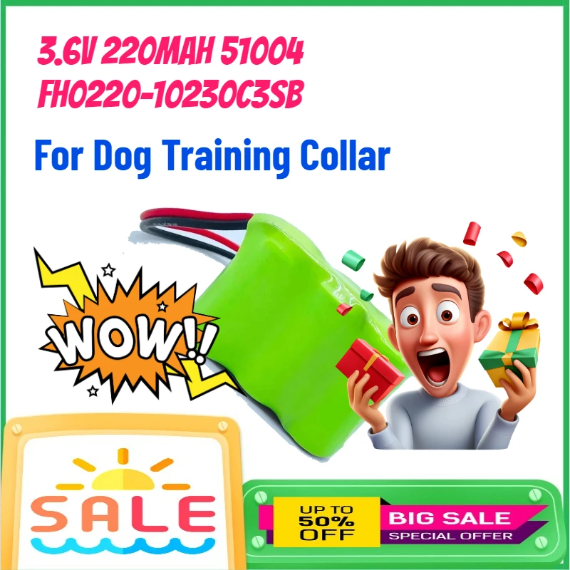 

3.6V 220mAh 51004 FH0220-10230C3SB Ni-MH Replace Battery for Dog Training Collar Rechargeable Battery