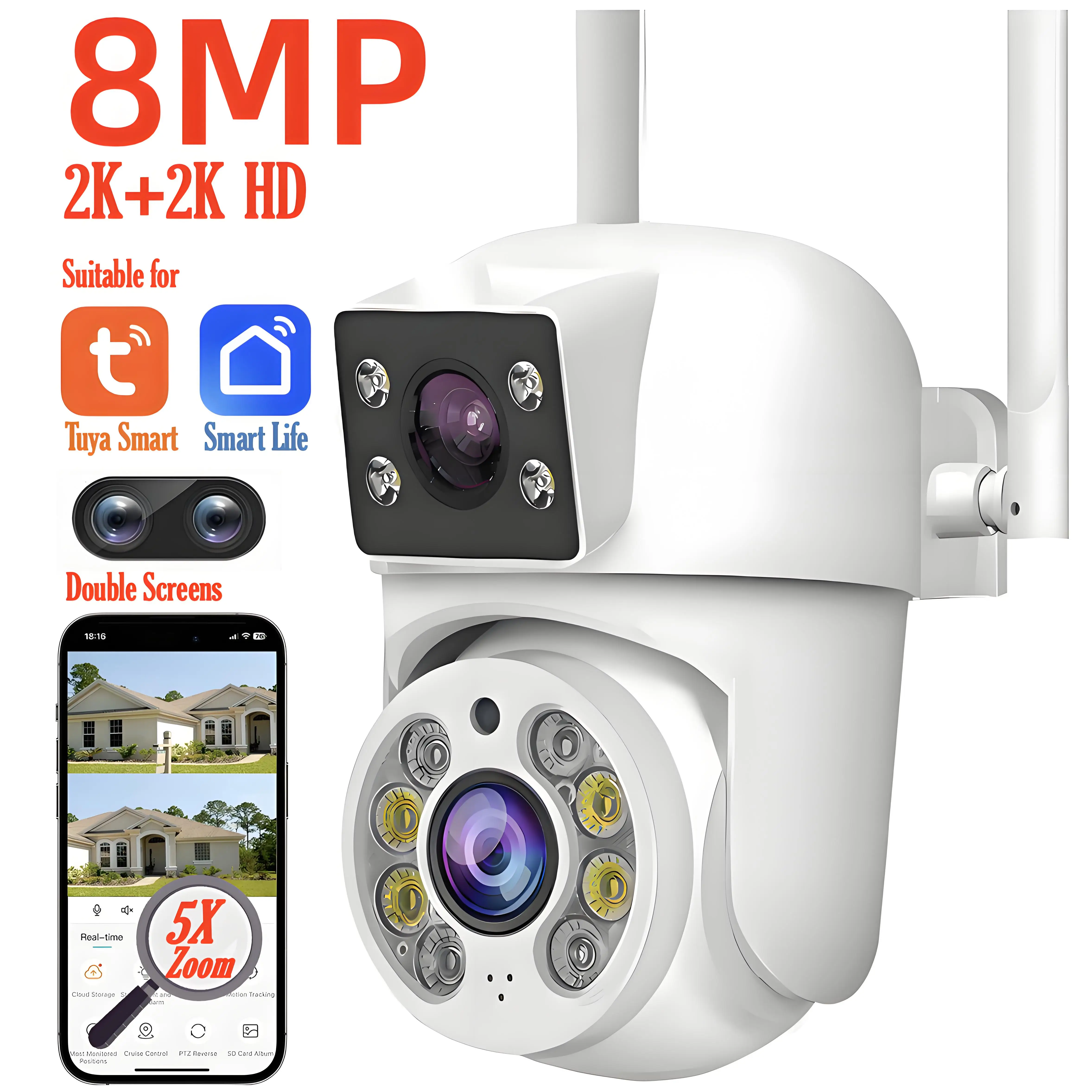 야외 보안 CCTV 트리플 렌즈 트리플 스크린 Ai 트랙 미니 비디오 감시 카메라 IPC360 홈, 6K 12MP 와이파이 카메라, 10X 줌 