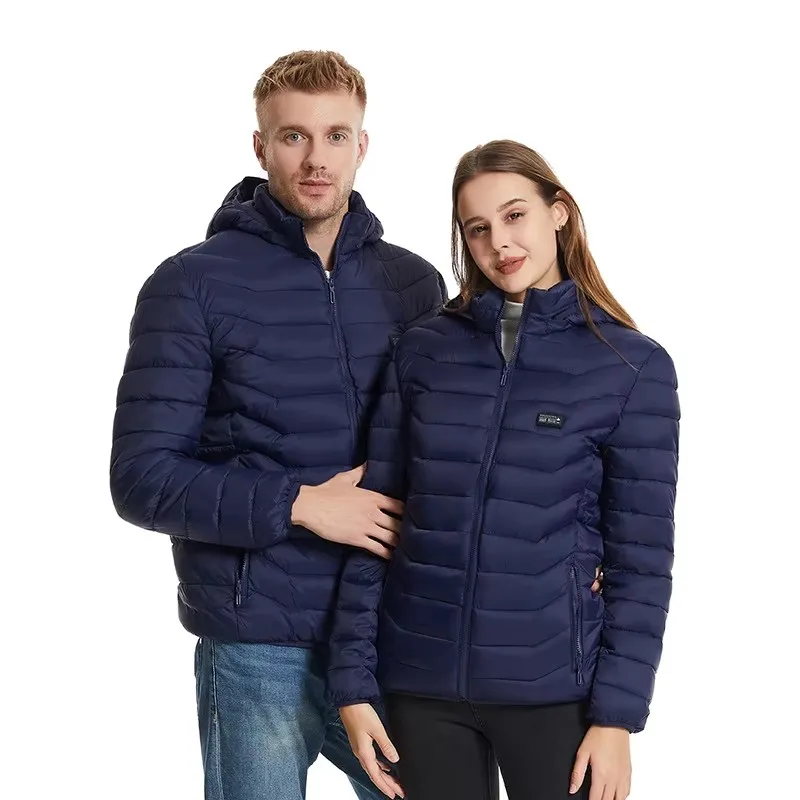 Men's Winter Warm Heated Jacket 4 Switch 17 Zone USB Heating Parka with Smart Thermostat Hooded Smart Thermostatically Controlle