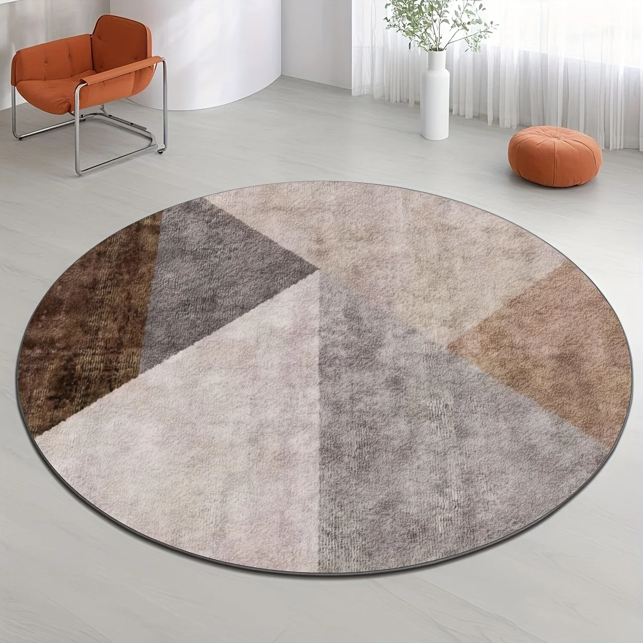 Traditional Oriental Style Geometric Area Carpet Vintage Round Doormat For Supermarket Boutique Shop Gym Space