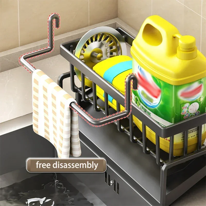 New Sink Drain Rack Plastic Steel Sponge Holder Faucet Storage Soap Drainer Towel Rack Shelf Organizer Kitchen Accessories