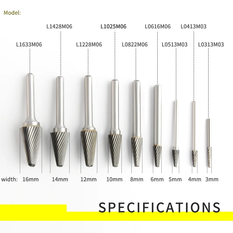 Imagem -02 - L-tipo Tungstênio Aço Duro Liga Giratória Metal Moagem Cabeça Cortador Chato Cônico Cúpula Arquivos Rotativos 1pc