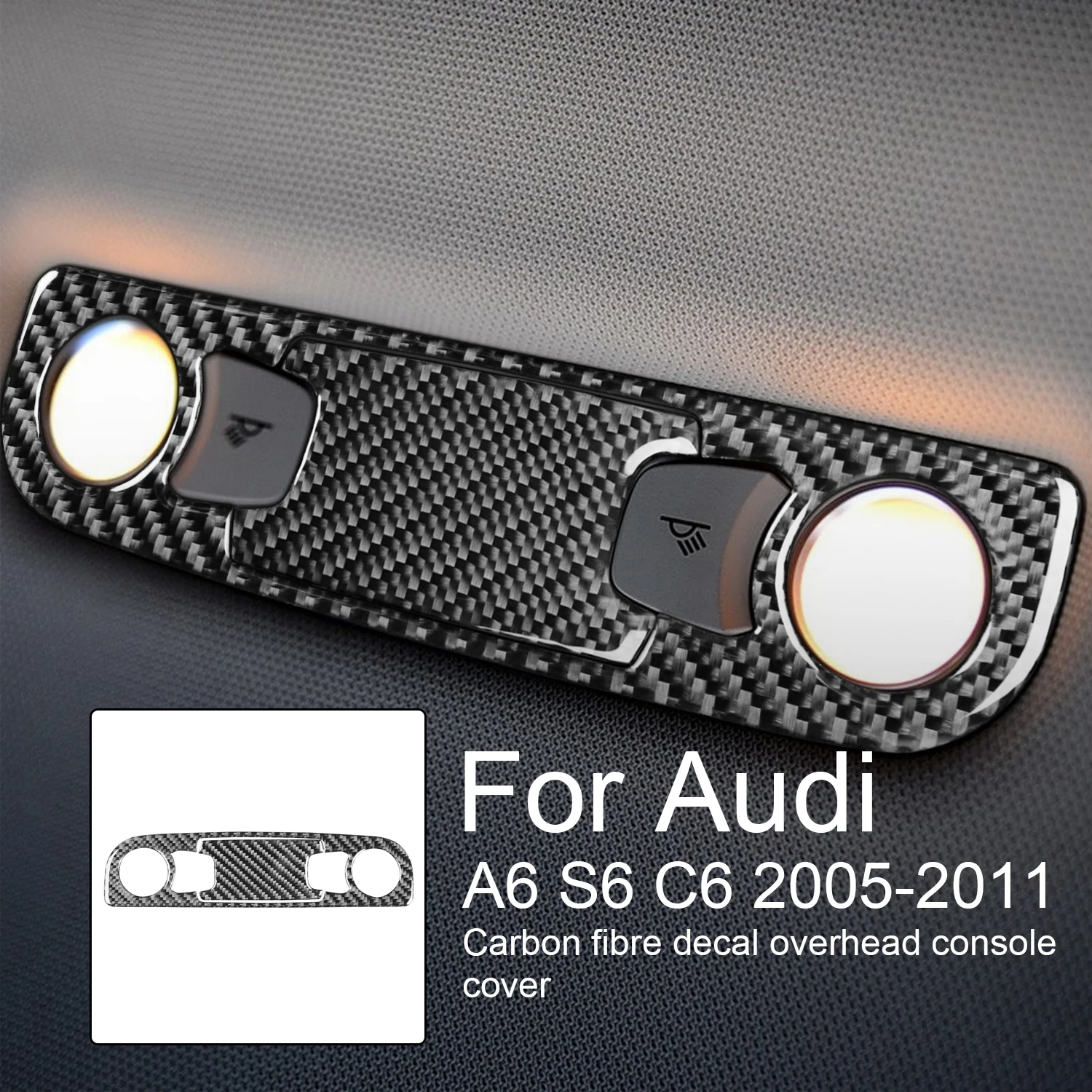 Reading Light Trim Sticker Carbon Fiber Stickers Overhead Console Cover For Audi A6 S6 C6 2005-2011 Interior Car Accessories