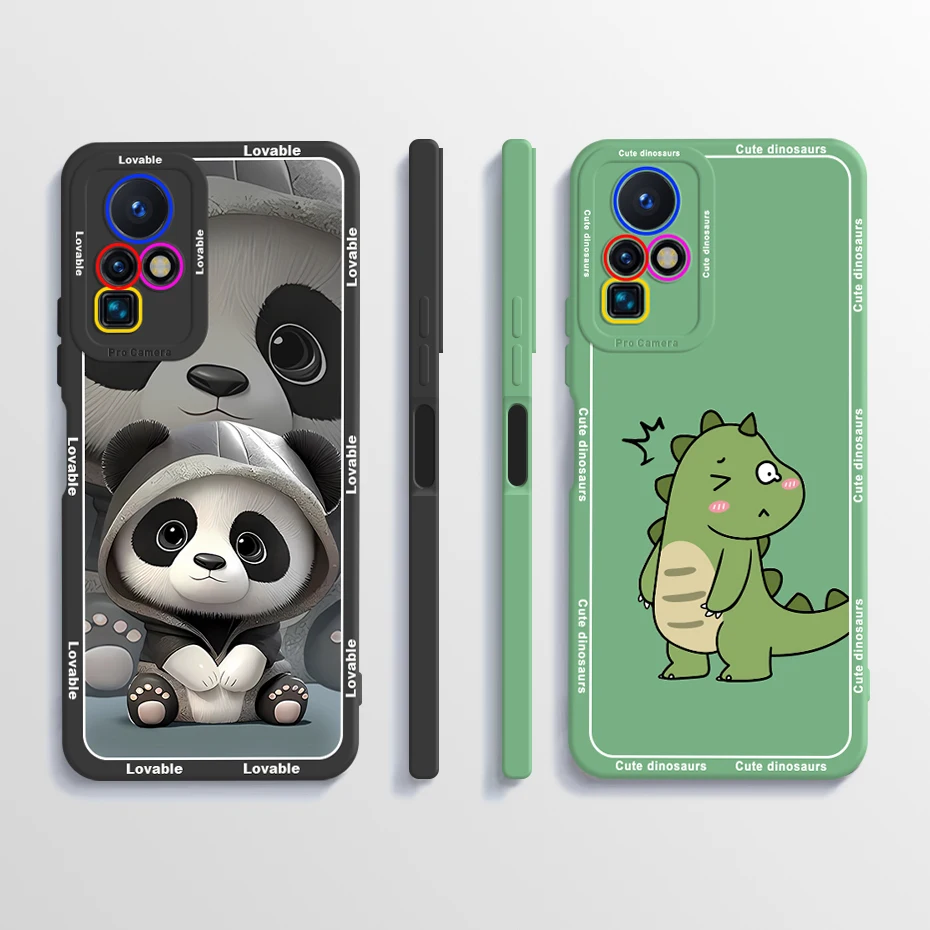 Cute Dinosaur Square Liquid Silicone Phone Case for Infinix Zero Xneo XPro X NEO Pro Case Coque Camera Protection Soft TPU Cover