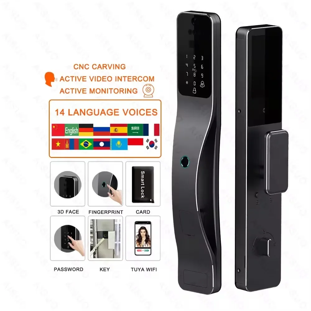 

AISUO China Wholes Handle Cylinder Key European Mortise Hook Aluminum Digital Cerradura Inteligente Door Smart Lock