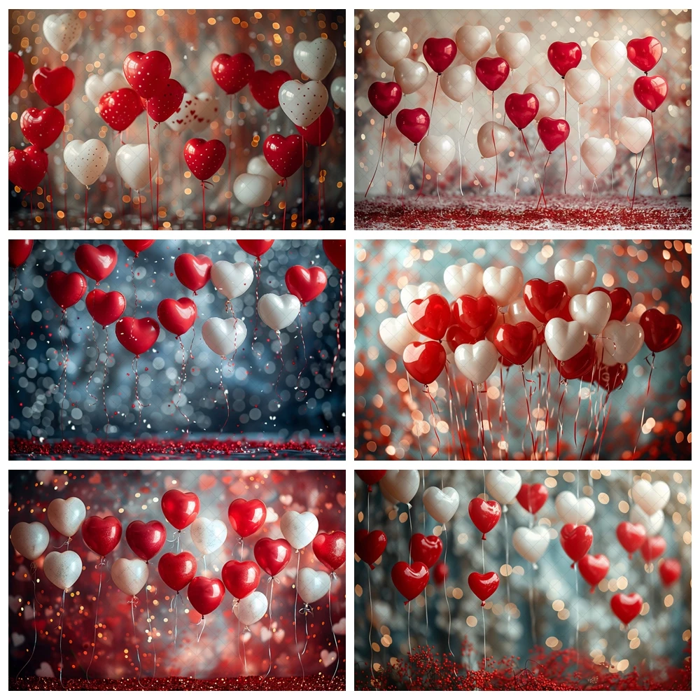 

Valentine's Day Background Red Love Balloon Decoration Romantic Girl Birthday Party Banner Photography Studio Supplies