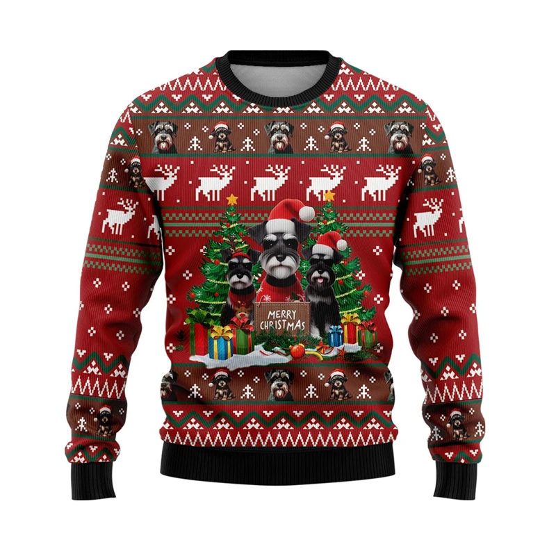 

New In Cute Dog Ugly Christmas Sweater Fashion Funny Animals 3D Printed Sweatshirts For Mens Clothing Casual Tracksuit Pullovers