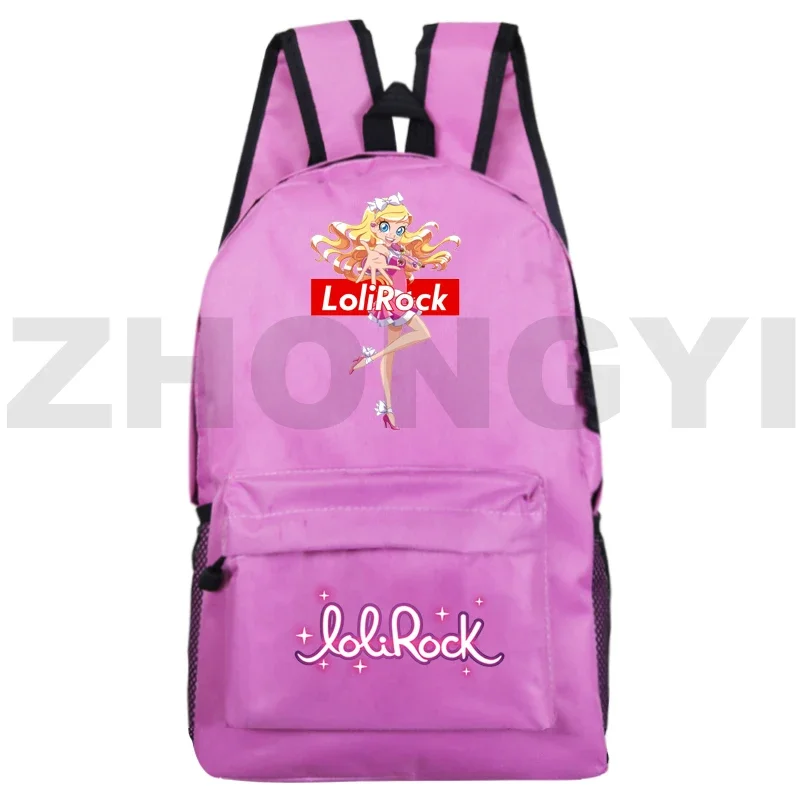 Moda na co dzień kobiety LoliRock gra plecaki Kawaii różowy Merch LoliRockstar Anime tornistry prezenty na Halloween torebki na książki dla dzieci