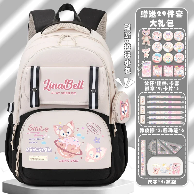 Disney Ling Na Bei Er Schoolbag Female Student Cartoon Cartoon Children Large Capacity Burden Reduction Spine-ProtectiveBackpack