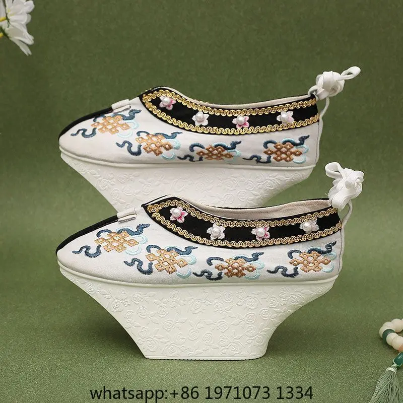 Ancient Hanfu Shoes Ethnic Platform Palace Flower Bottom  Ming Dynasty Cloud  Ladies Embroidered