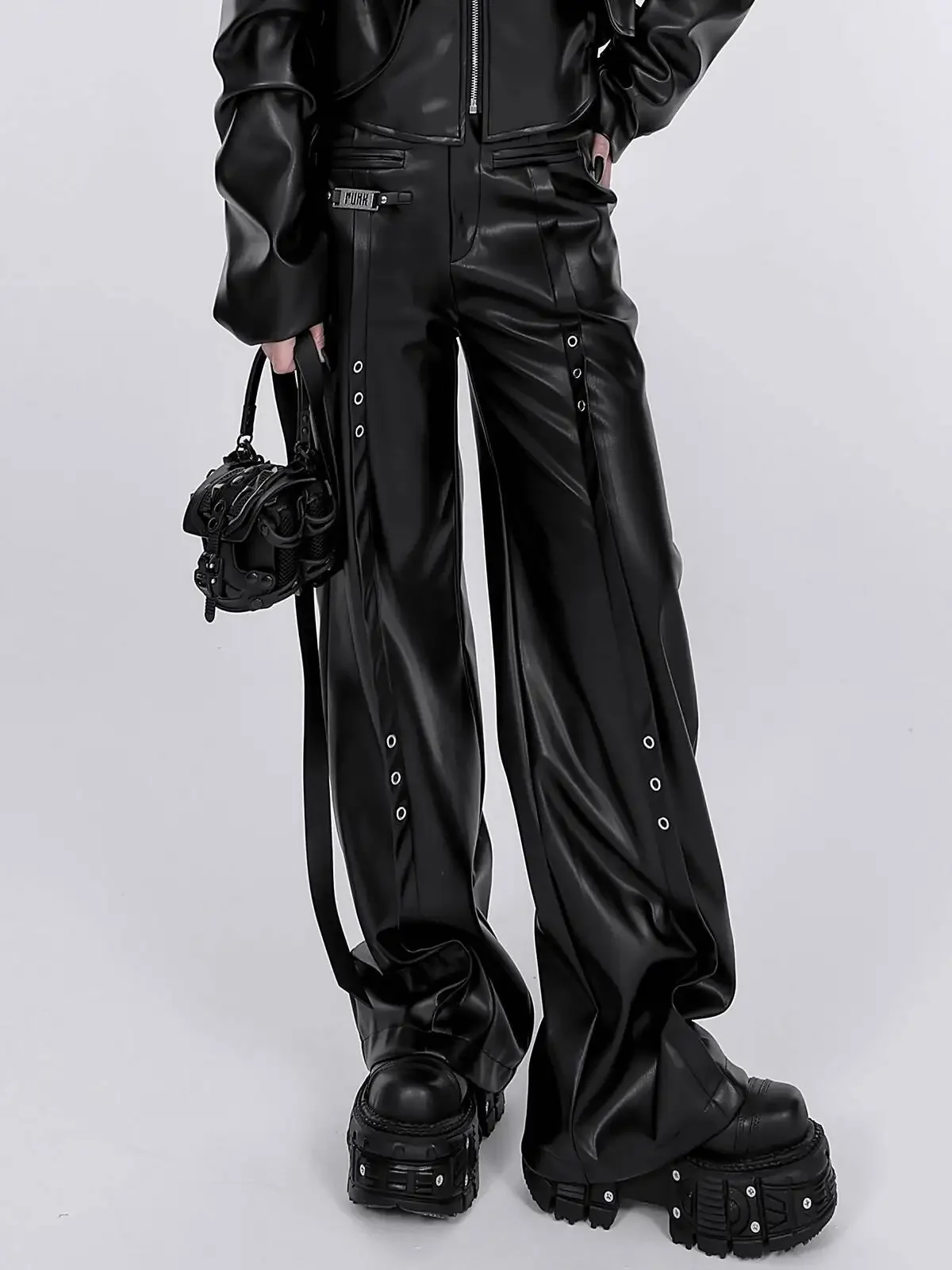 

New Leisure Punk Temperament Personality Leather Pants Loose And Comfortable Personality Waist Pants Faux Leather Street