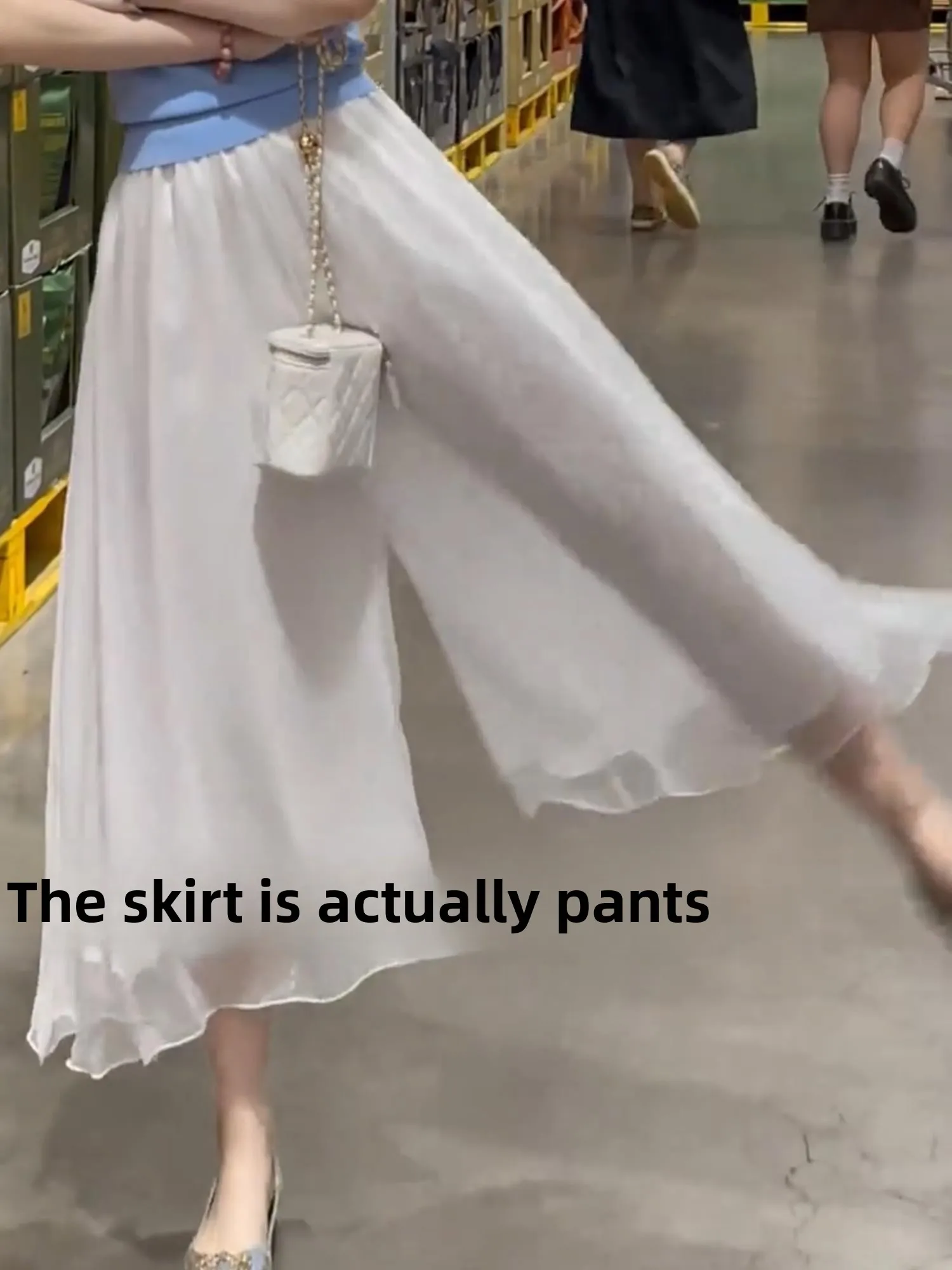 

Корейские шелковые брюки-палаццо из ледяного шелка с драпировкой, женские повседневные летние мини-юбка-брюки из шифона, свободного кроя, с высокой талией