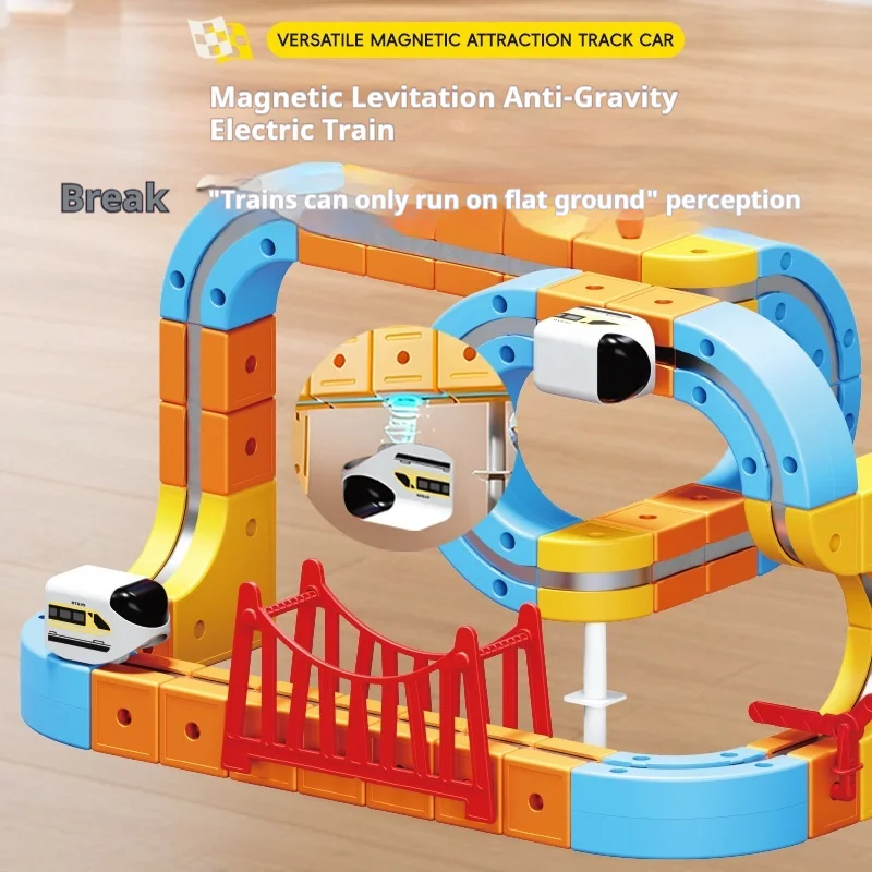 Elektrische magnetische zuigkracht magische baankubus veelzijdige magnetische montagebaan speelgoedauto cadeau voor kinderen Monteer een racebaan