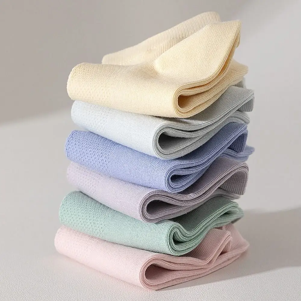 

5Pairs Solid Color Women Boat Socks Anti Slip Sweat Absorption Cotton Mesh Socks Hosiery Breathable Ankle Thin Socks Ladies Girl