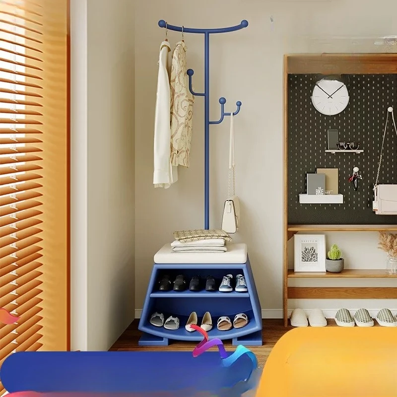 Entrance shoe change stool coat rack integrated small corner entrance seated shoe change stool rack drying rack
